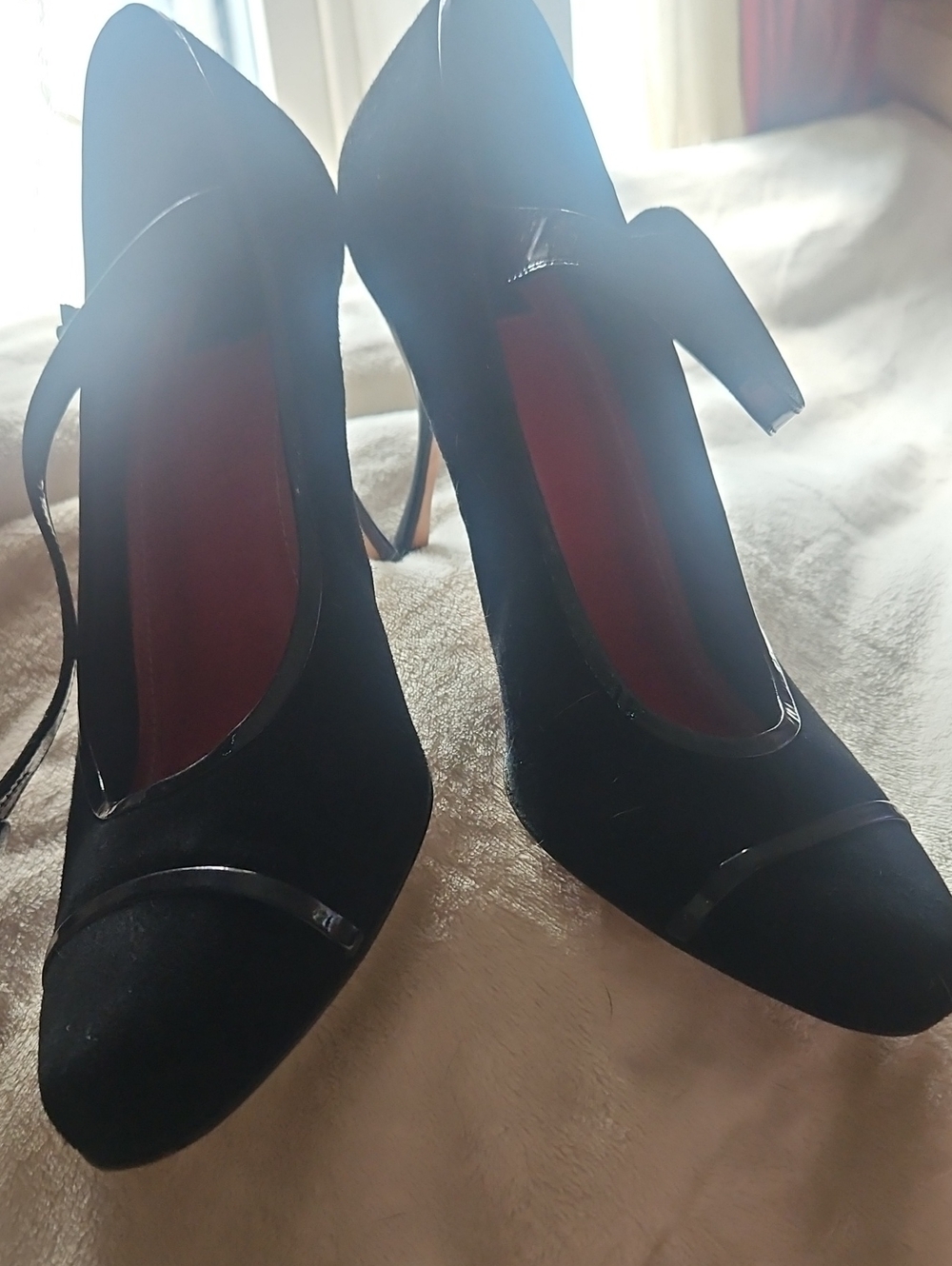 Coach Black Suede Mary Jane Pumps with Strap